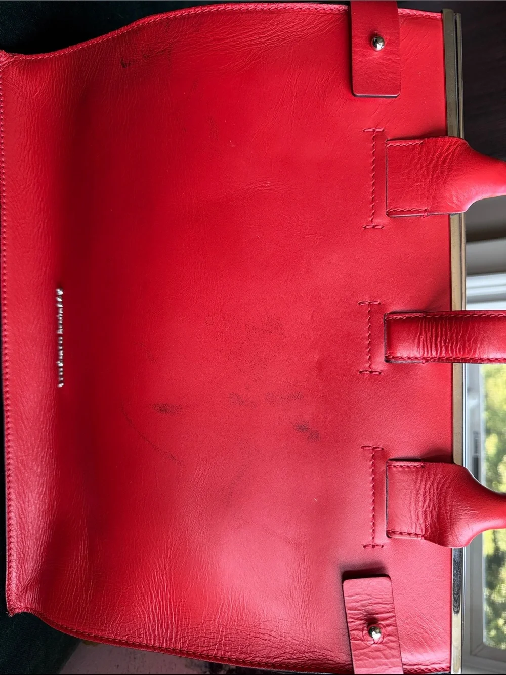 CNC Costume National Red Leather Top-Handle Satchel